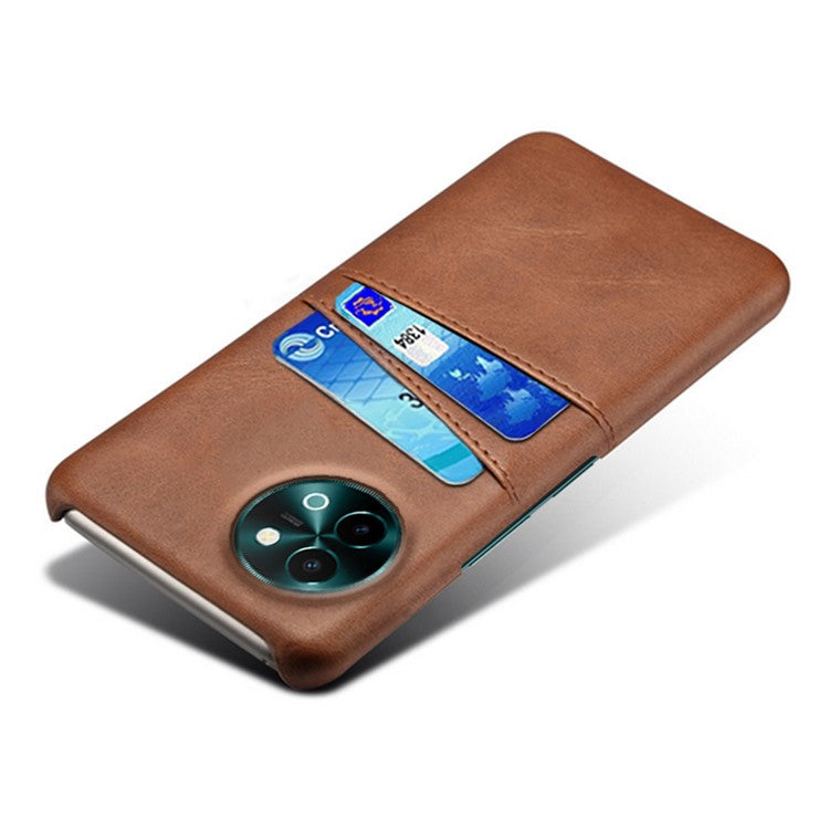 For vivo Y38 5G Case Dual Card Slots PU Leather Hard PC Back Cover - Brown