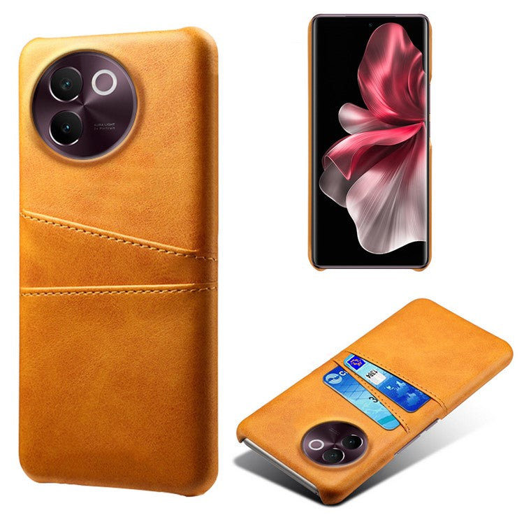 For vivo V30e 5G Case 2 Card Slots Leather+Hard PC Phone Cover - Orange