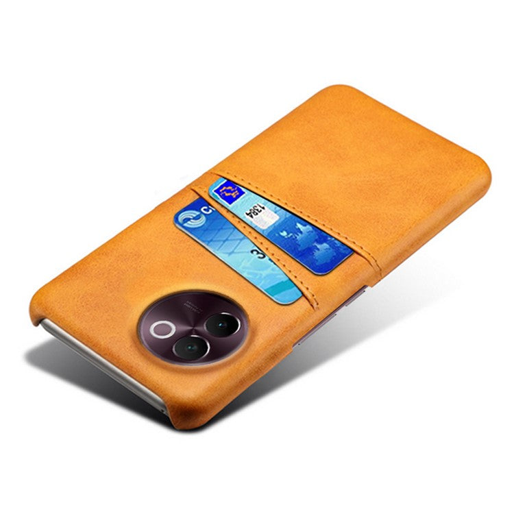 For vivo V30e 5G Case 2 Card Slots Leather+Hard PC Phone Cover - Orange