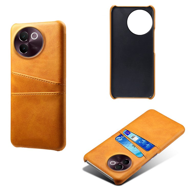 For vivo V30e 5G Case 2 Card Slots Leather+Hard PC Phone Cover - Orange