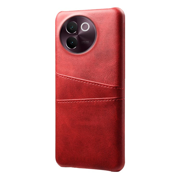 For vivo V30e 5G Case 2 Card Slots Leather+Hard PC Phone Cover - Red