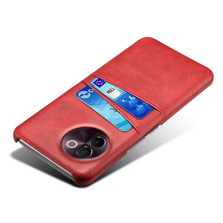 For vivo V30e 5G Case 2 Card Slots Leather+Hard PC Phone Cover - Red