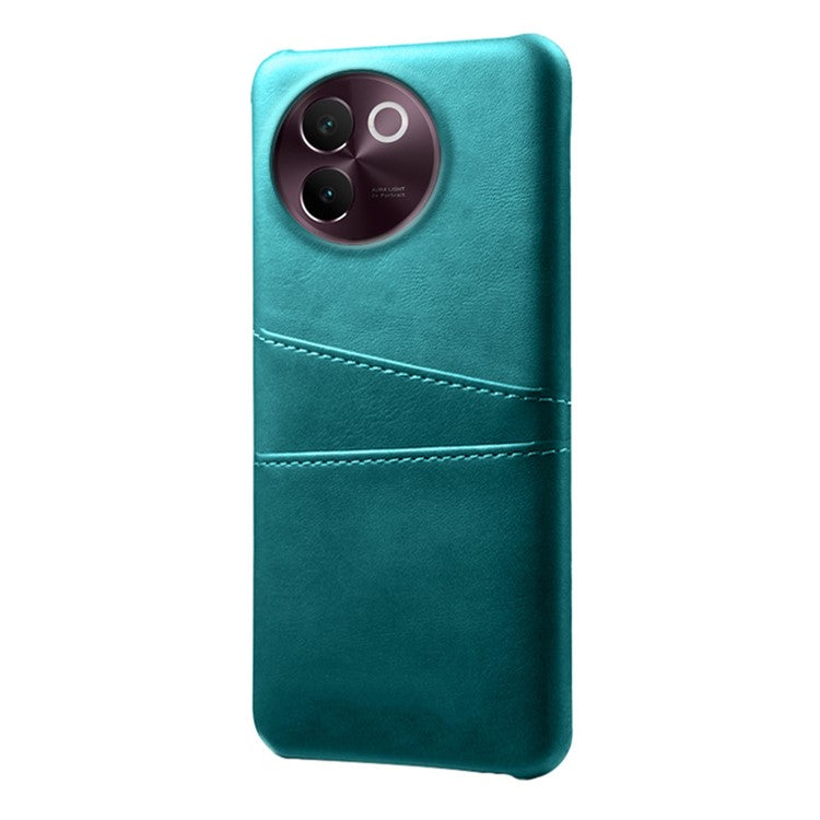 For vivo V30e 5G Case 2 Card Slots Leather+Hard PC Phone Cover - Green