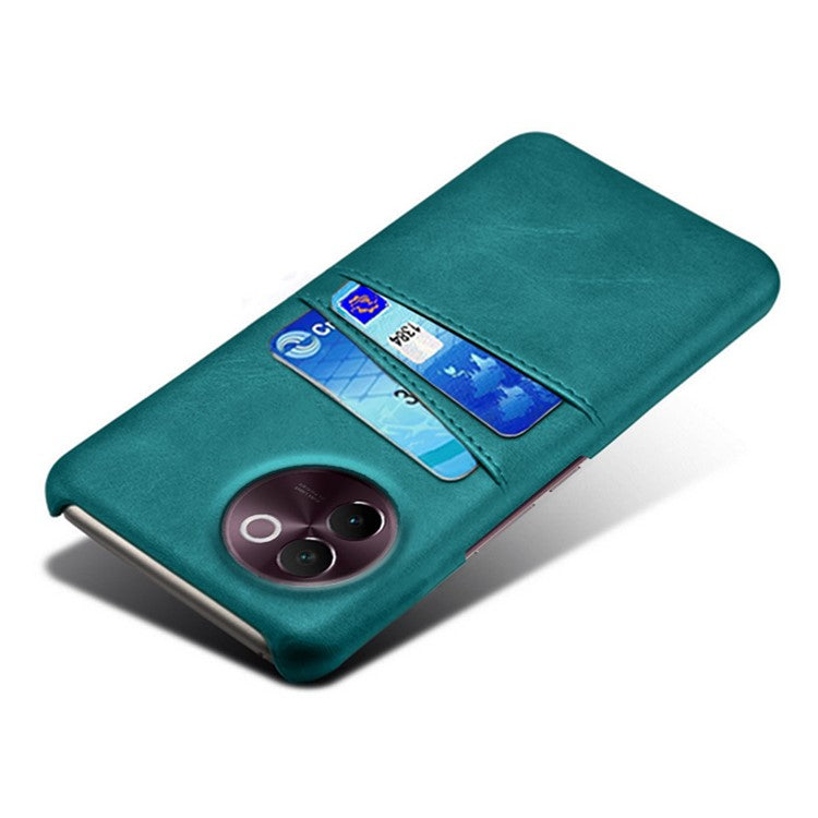 For vivo V30e 5G Case 2 Card Slots Leather+Hard PC Phone Cover - Green