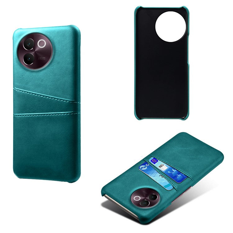 For vivo V30e 5G Case 2 Card Slots Leather+Hard PC Phone Cover - Green