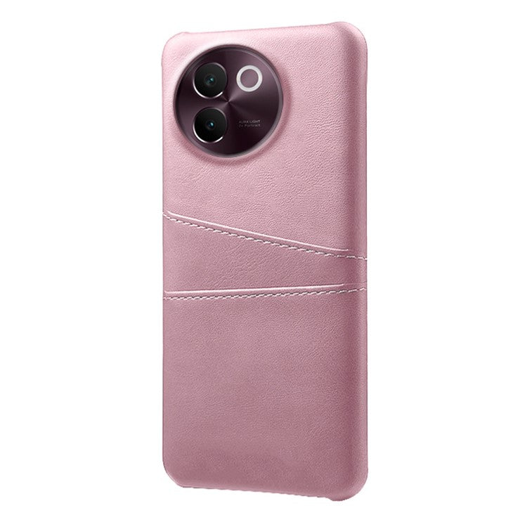 For vivo V30e 5G Case 2 Card Slots Leather+Hard PC Phone Cover - Rose Gold