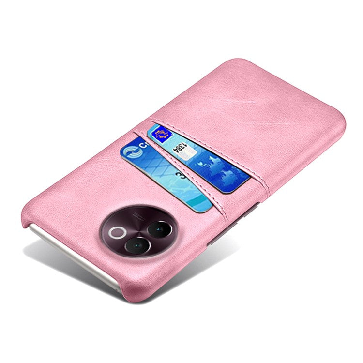 For vivo V30e 5G Case 2 Card Slots Leather+Hard PC Phone Cover - Rose Gold