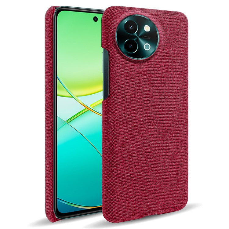 For vivo Y38 5G Slim Case Shockproof Cloth+PC Phone Cover - Red