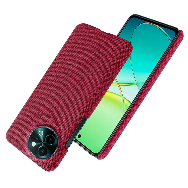 For vivo Y38 5G Slim Case Shockproof Cloth+PC Phone Cover - Red