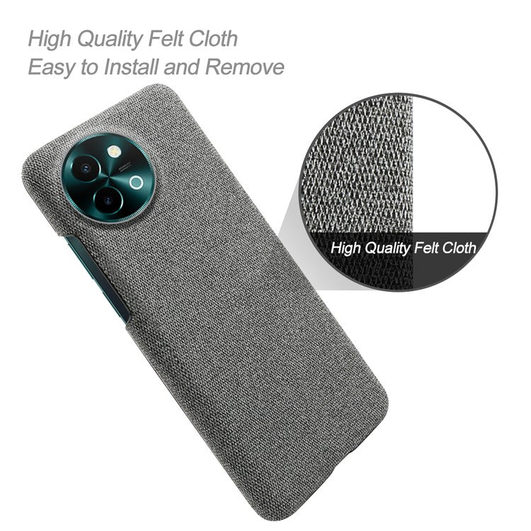 For vivo Y38 5G Slim Case Shockproof Cloth+PC Phone Cover - Grey