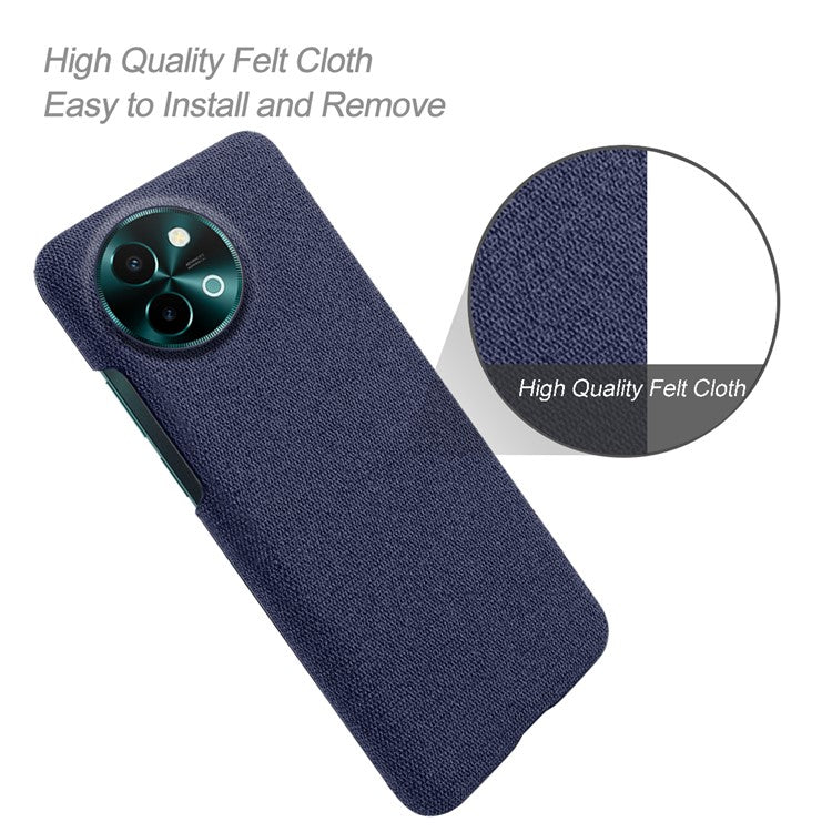 For vivo Y38 5G Slim Case Shockproof Cloth+PC Phone Cover - Blue