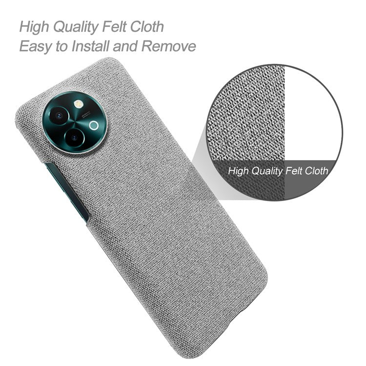 For vivo Y38 5G Slim Case Shockproof Cloth+PC Phone Cover - Light Grey