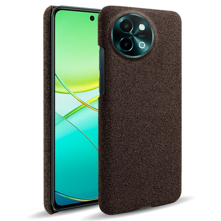 For vivo Y38 5G Slim Case Shockproof Cloth+PC Phone Cover - Brown