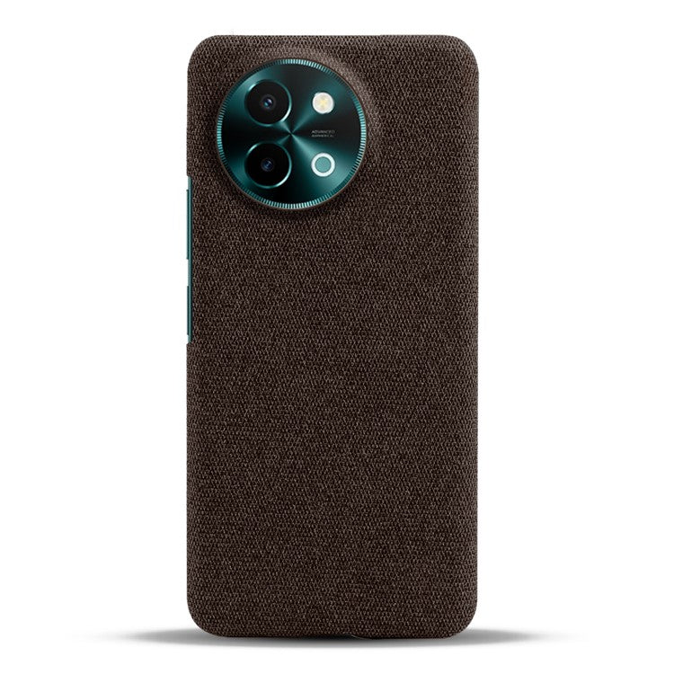 For vivo Y38 5G Slim Case Shockproof Cloth+PC Phone Cover - Brown