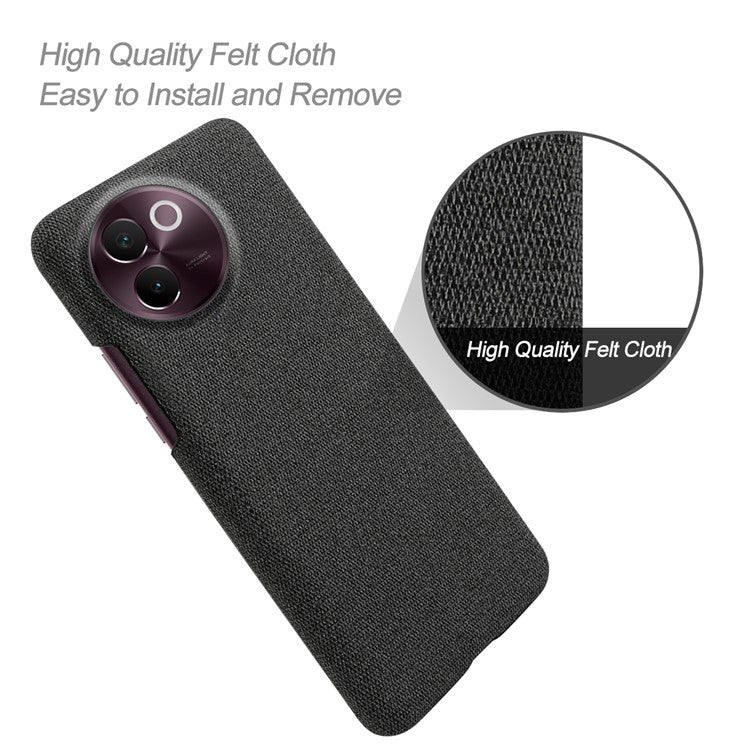 For vivo V30e 5G Case Anti-Drop Cloth Covered Hard PC Phone Cases - Black