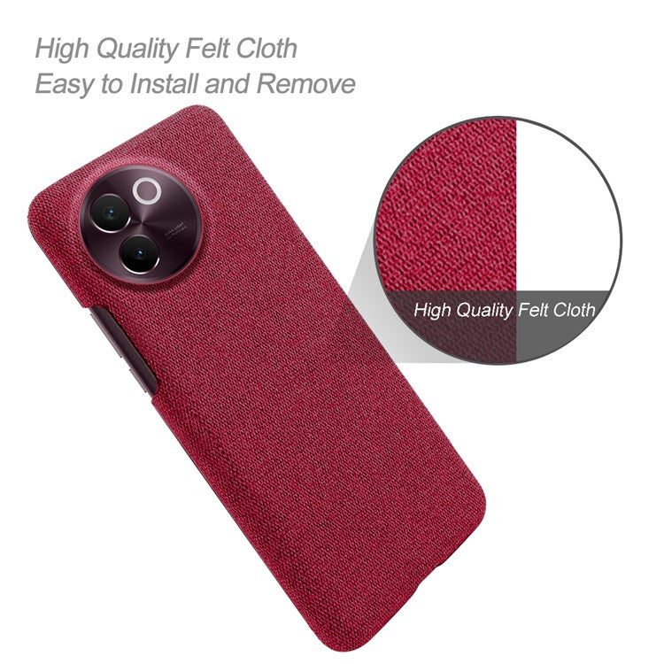 For vivo V30e 5G Case Anti-Drop Cloth Covered Hard PC Phone Cases - Red