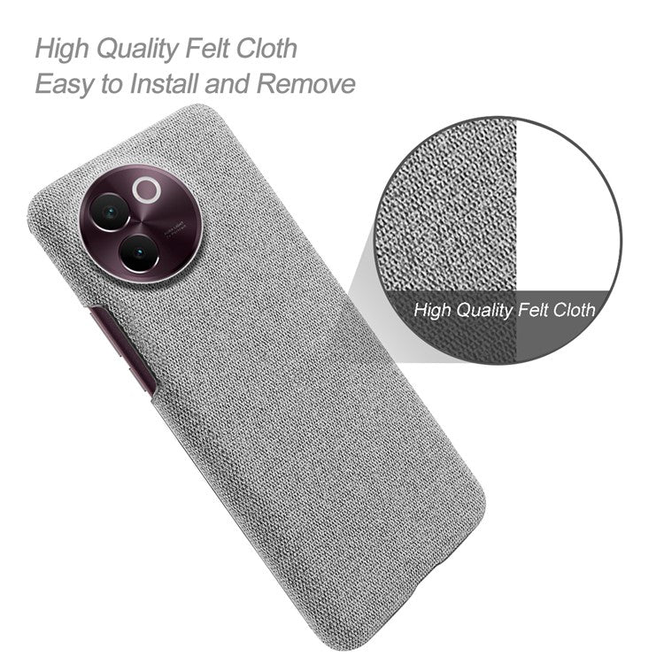 For vivo V30e 5G Case Anti-Drop Cloth Covered Hard PC Phone Cases - Light Grey