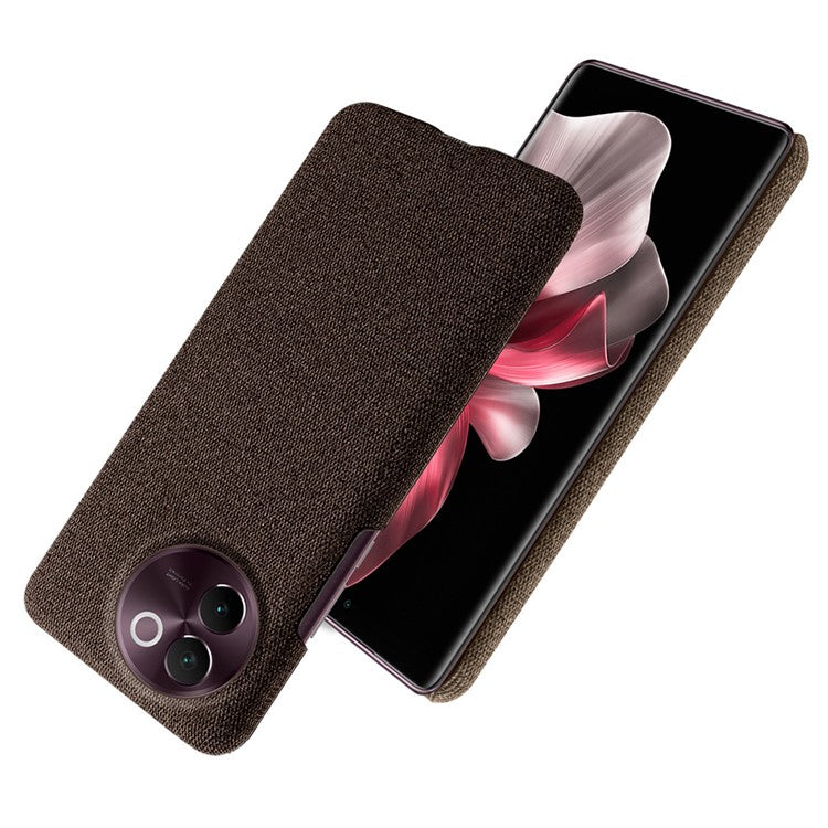 For vivo V30e 5G Case Anti-Drop Cloth Covered Hard PC Phone Cases - Brown