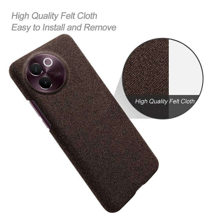 For vivo V30e 5G Case Anti-Drop Cloth Covered Hard PC Phone Cases - Brown