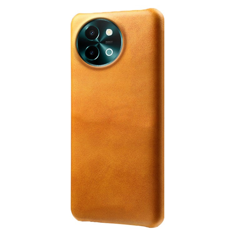 For vivo Y38 5G Cases Calf Texture Leather Hard PC Phone Cover - Orange