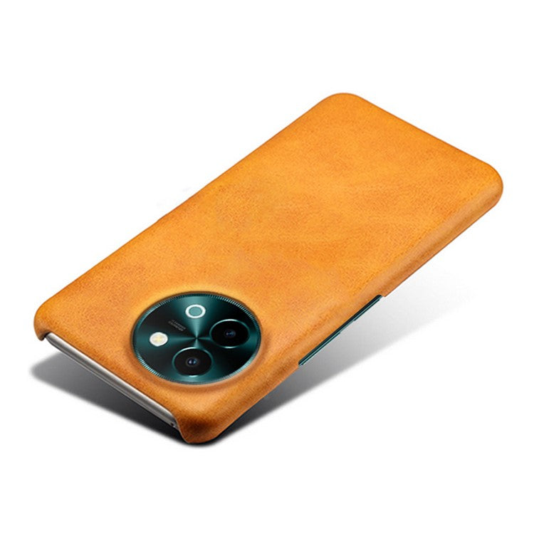 For vivo Y38 5G Cases Calf Texture Leather Hard PC Phone Cover - Orange