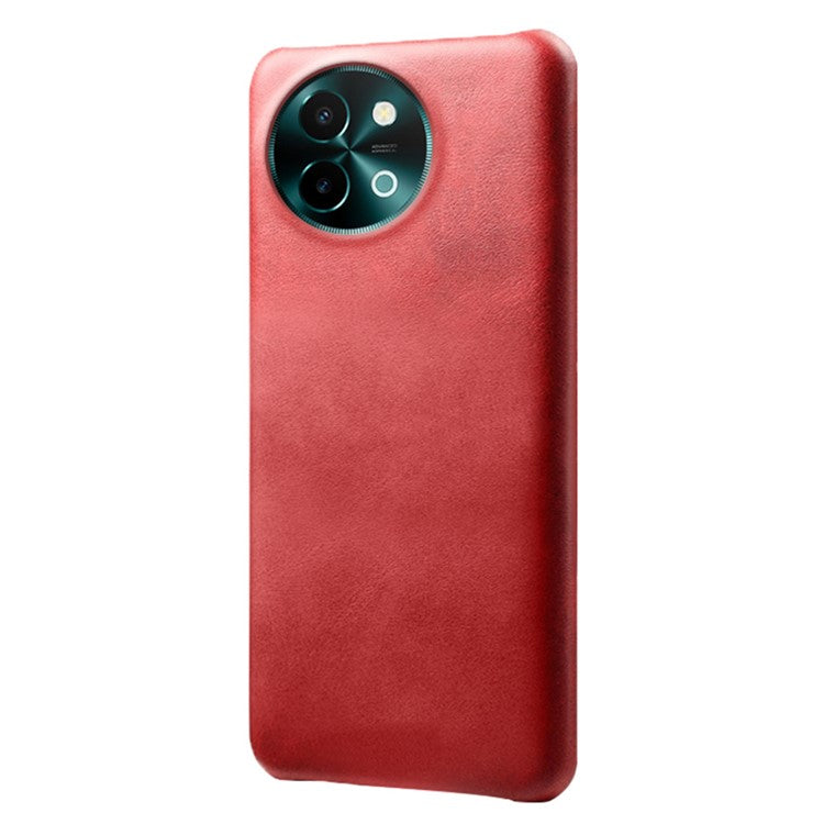 For vivo Y38 5G Cases Calf Texture Leather Hard PC Phone Cover - Red