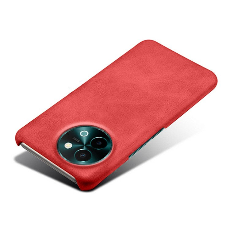 For vivo Y38 5G Cases Calf Texture Leather Hard PC Phone Cover - Red