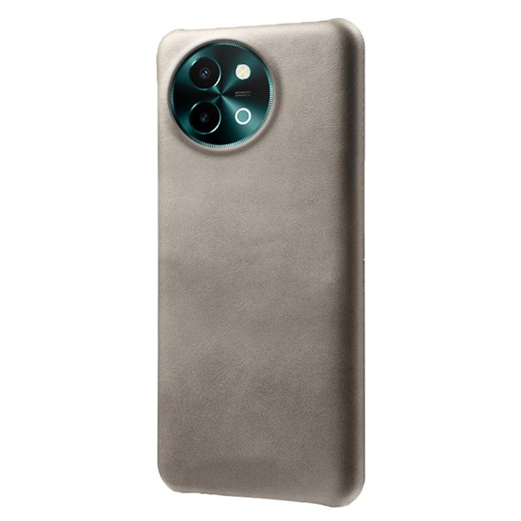 For vivo Y38 5G Cases Calf Texture Leather Hard PC Phone Cover - Grey