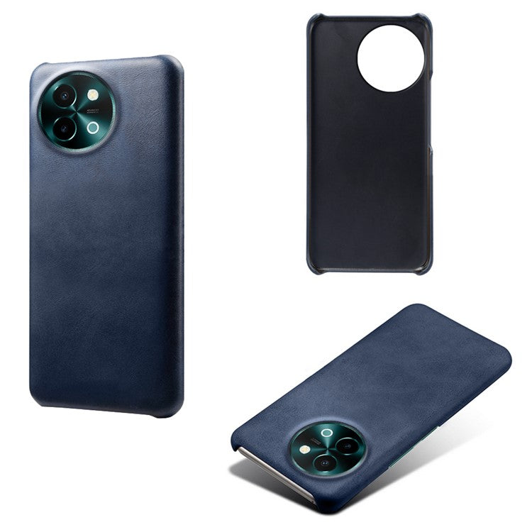 For vivo Y38 5G Cases Calf Texture Leather Hard PC Phone Cover - Blue