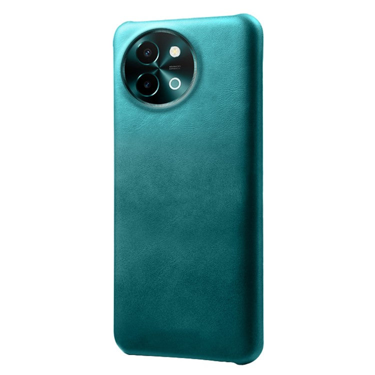 For vivo Y38 5G Cases Calf Texture Leather Hard PC Phone Cover - Green