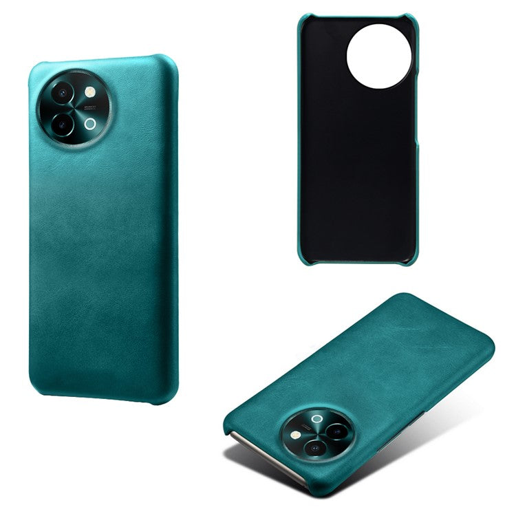 For vivo Y38 5G Cases Calf Texture Leather Hard PC Phone Cover - Green