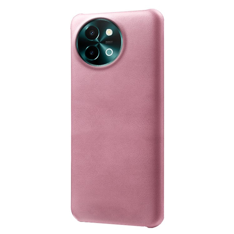 For vivo Y38 5G Cases Calf Texture Leather Hard PC Phone Cover - Rose Gold