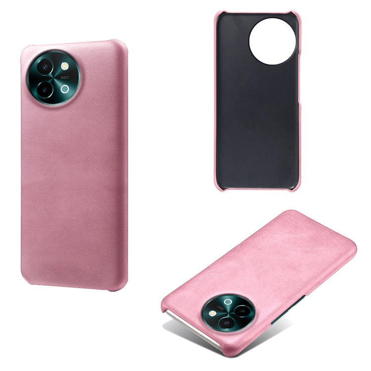 For vivo Y38 5G Cases Calf Texture Leather Hard PC Phone Cover - Rose Gold