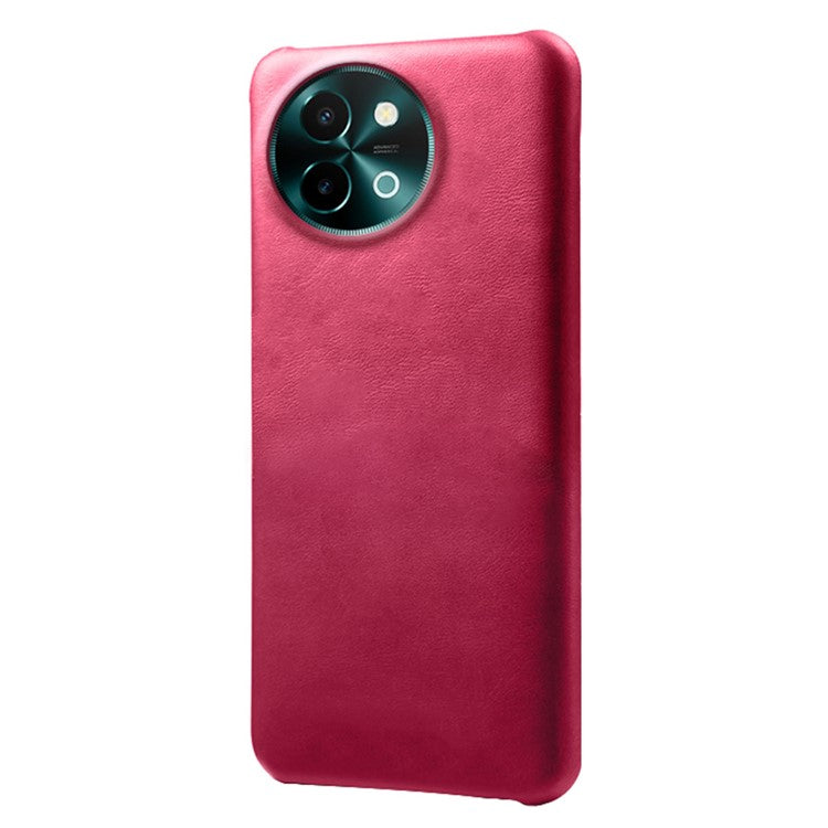 For vivo Y38 5G Cases Calf Texture Leather Hard PC Phone Cover - Rose