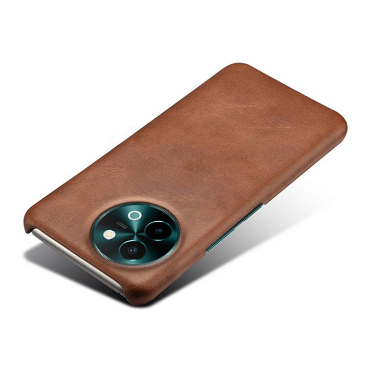 For vivo Y38 5G Cases Calf Texture Leather Hard PC Phone Cover - Brown