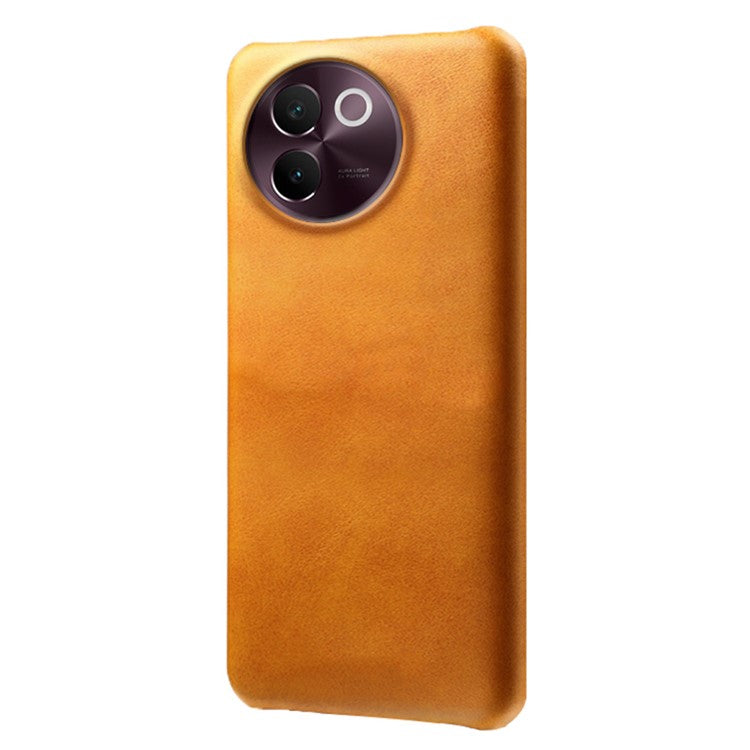 For vivo V30e 5G Case Leather Coated PC Protective Phone Cover Calf Texture - Orange