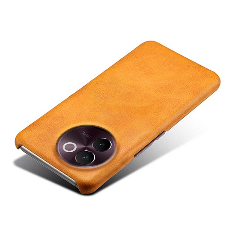 For vivo V30e 5G Case Leather Coated PC Protective Phone Cover Calf Texture - Orange