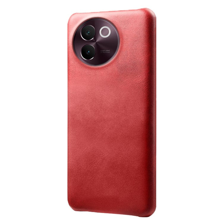 For vivo V30e 5G Case Leather Coated PC Protective Phone Cover Calf Texture - Red