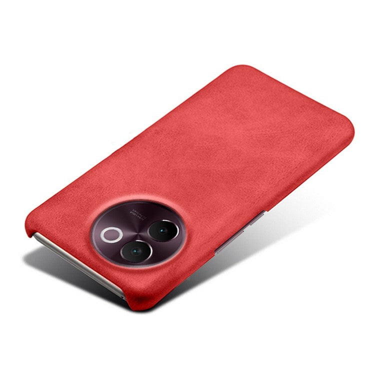 For vivo V30e 5G Case Leather Coated PC Protective Phone Cover Calf Texture - Red