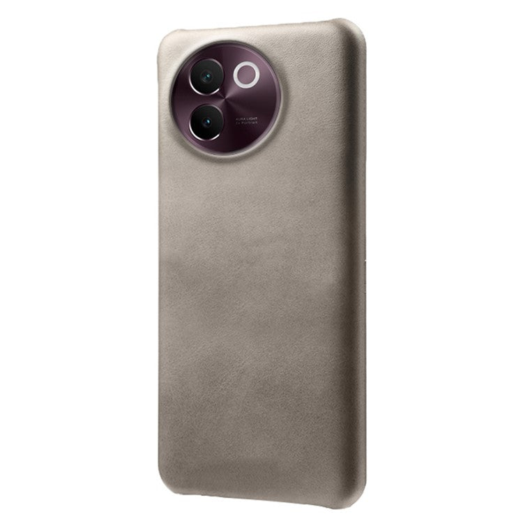 For vivo V30e 5G Case Leather Coated PC Protective Phone Cover Calf Texture - Grey