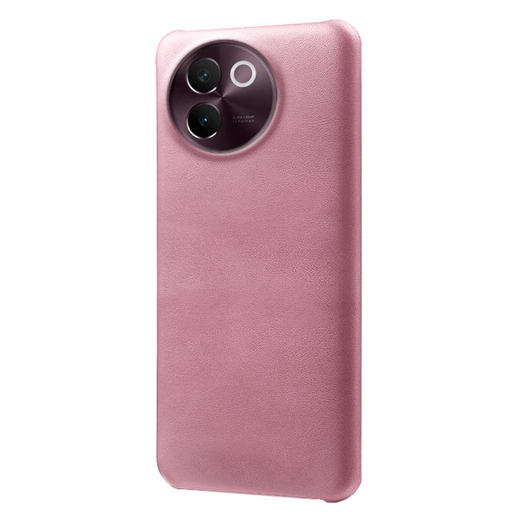 For vivo V30e 5G Case Leather Coated PC Protective Phone Cover Calf Texture - Rose Gold