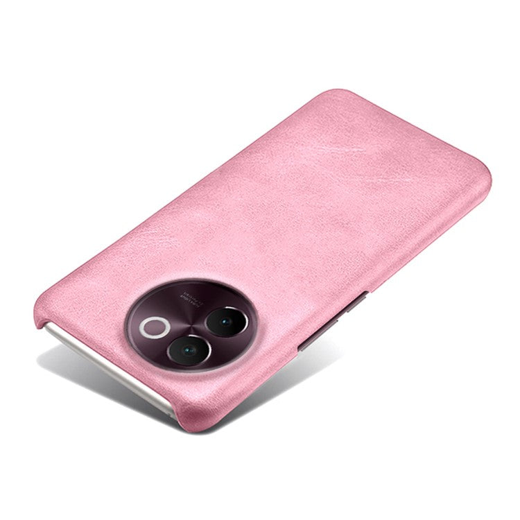 For vivo V30e 5G Case Leather Coated PC Protective Phone Cover Calf Texture - Rose Gold