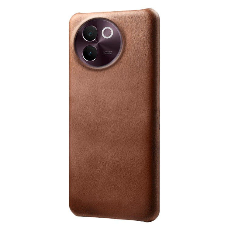 For vivo V30e 5G Case Leather Coated PC Protective Phone Cover Calf Texture - Brown