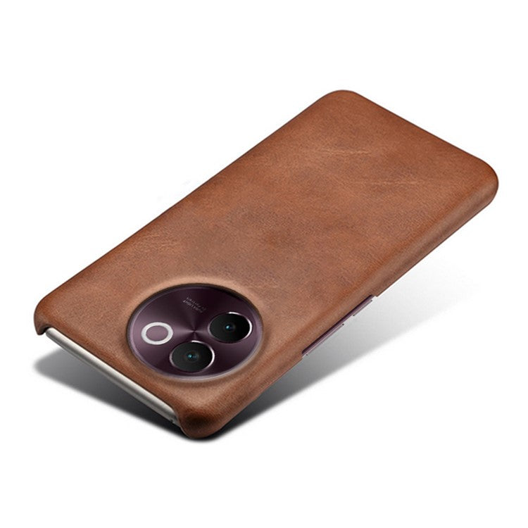 For vivo V30e 5G Case Leather Coated PC Protective Phone Cover Calf Texture - Brown