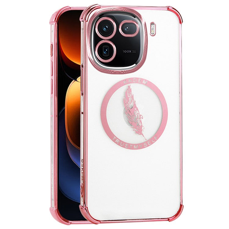 KADEM For vivo iQOO 12 5G TPU Case Four Corners Enhanced Electroplating Phone Cover - Pink