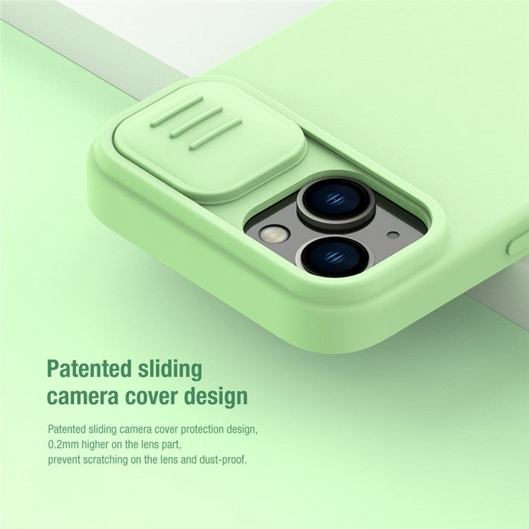 NILLKIN-For-iPhone-14-/-iPhone-13-Magnetic-Phone-Case-PC-+-Silicone-Slide-Camera-Protection-Phone-Cover-Compatible-with-MagSafe---Green