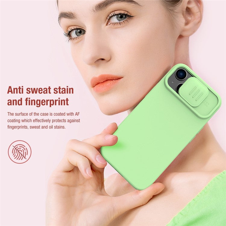 NILLKIN-For-iPhone-14-/-iPhone-13-Magnetic-Phone-Case-PC-+-Silicone-Slide-Camera-Protection-Phone-Cover-Compatible-with-MagSafe---Green