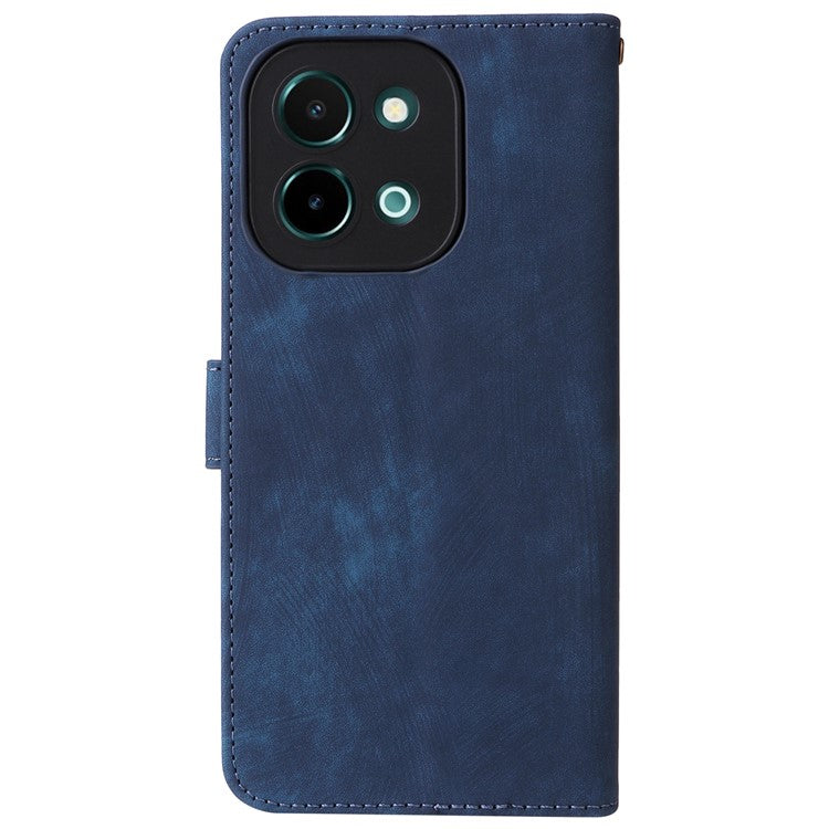 For vivo Y28 4G Case RFID Blocking Leather Phone Cover Horizontal Viewing Stand - Blue