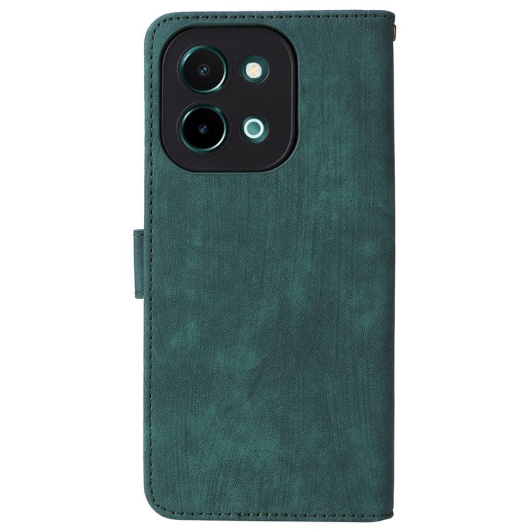 For vivo Y28 4G Case RFID Blocking Leather Phone Cover Horizontal Viewing Stand - Green