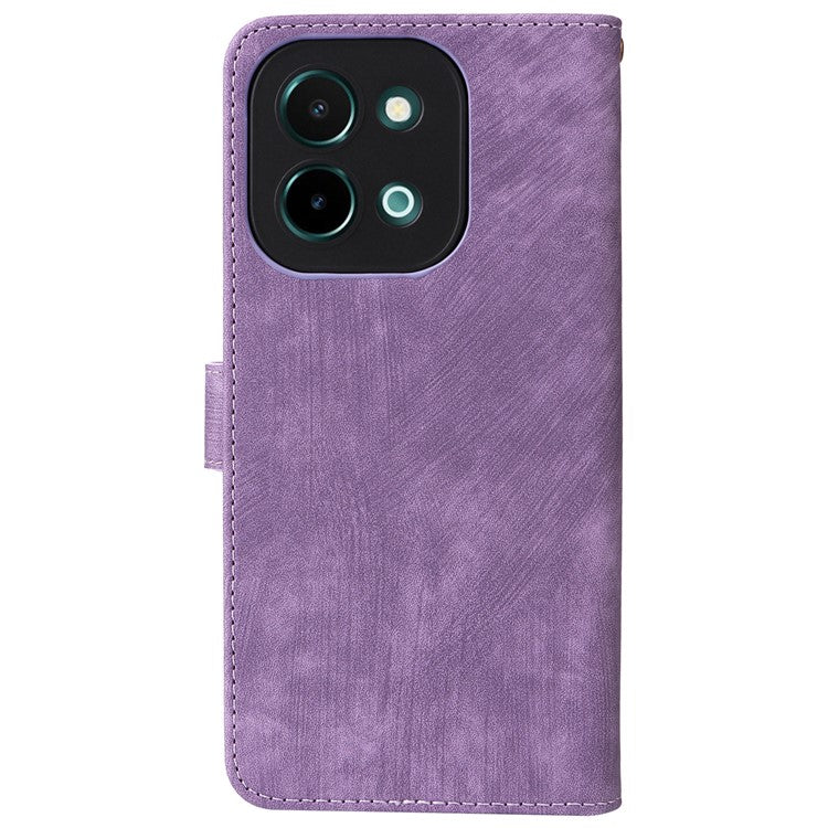 For vivo Y28 4G Case RFID Blocking Leather Phone Cover Horizontal Viewing Stand - Purple